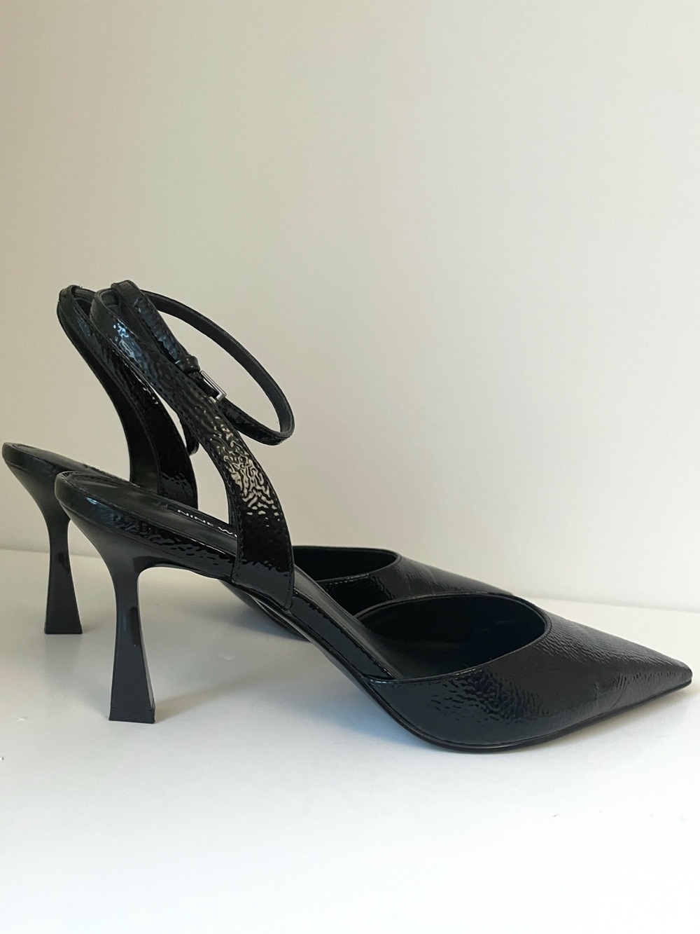 Nine West Kellie Black Patent Pointed-Toe Slingback Heels 10